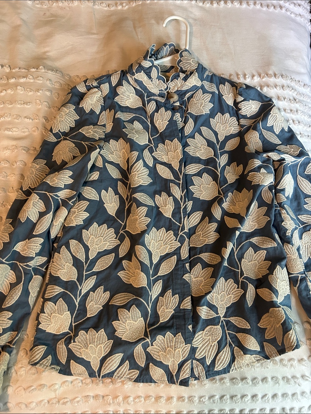 Sezane Ambre Ecru Blue Floral Blouse EU 34, US 2 - Picture 1 of 4